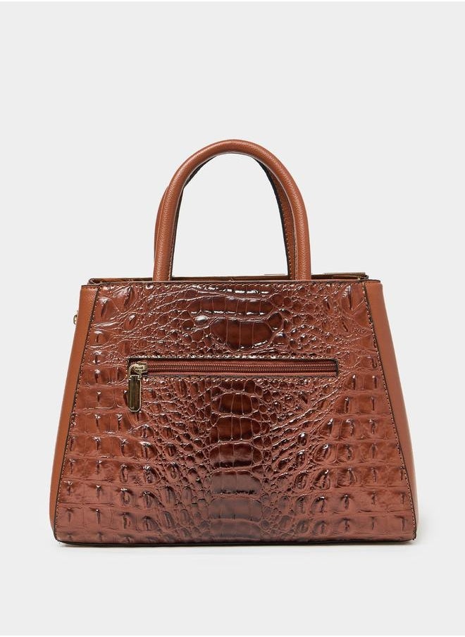 Styli Croc Skin Drop Accent Handbag with Zip Closure  - Image 5
