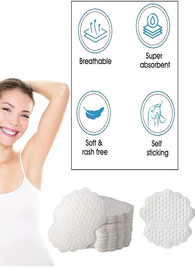 Underarm Sweat Pads, 50 Pcs Disposable Underarm Sweat Pads Antiperspirant Absorbent Odour Blocker Pads Armpit Dress Shields for Women and Men, White