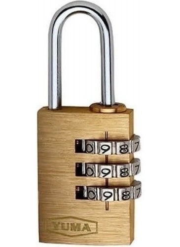 Yuma Combination Brass Padlock 20 mm 3 Digits Duplex Gray 1 Piece  - Image 1