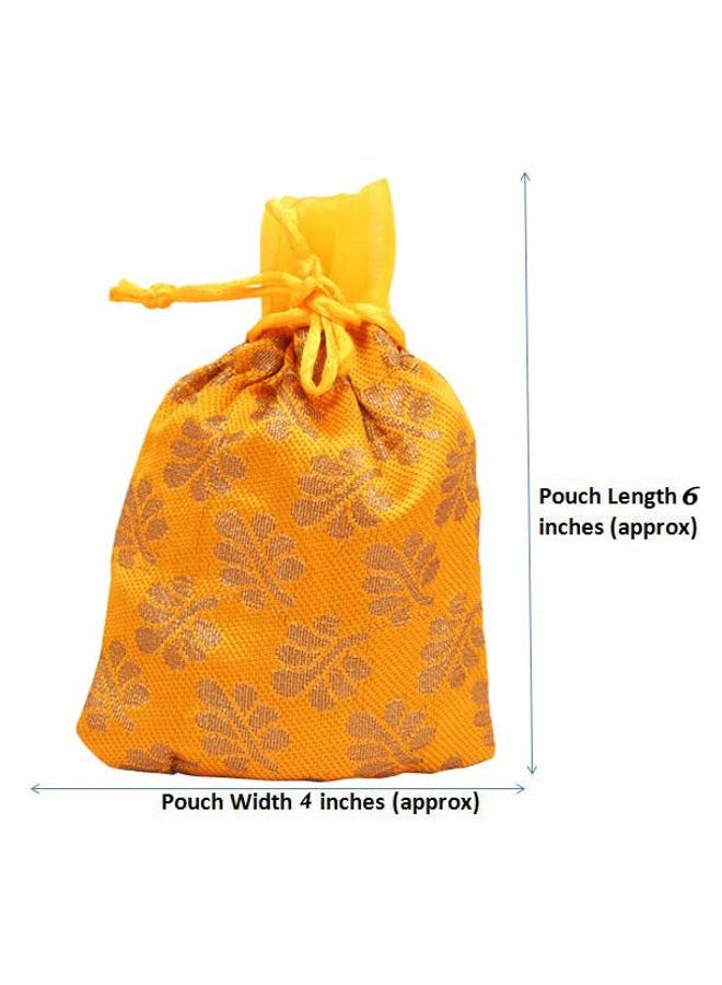 Touchstone Drawstring Bags Traditional Indian Handcrafted in Mimosa leaf Pattern Brocade fabric. Perfect for Gifts Jewelry Weddings Sweet Distribution Set of 20 Vibrant Multicolor Pouches Purses. - Image 5