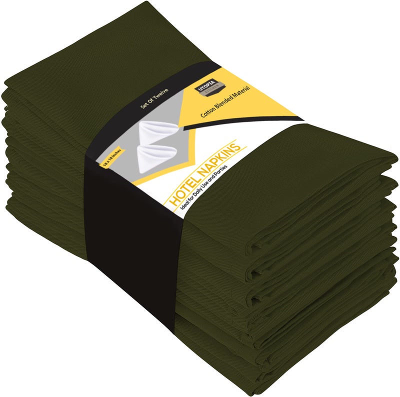 Utopia Kitchen Olive Cloth Napkins [12 Pack  18x18 Inch] Absorbent Cotton Blend Washable and Reusable for Dinner  Restaurant  Lunch  Wedding and Hotel - Image 1