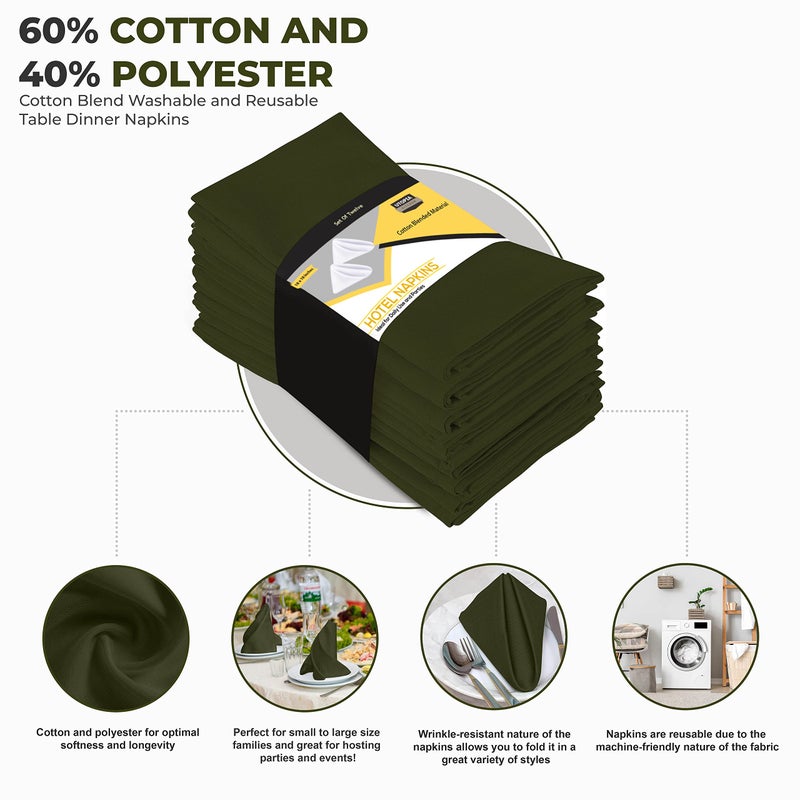 Utopia Kitchen Olive Cloth Napkins [12 Pack  18x18 Inch] Absorbent Cotton Blend Washable and Reusable for Dinner  Restaurant  Lunch  Wedding and Hotel - Image 3