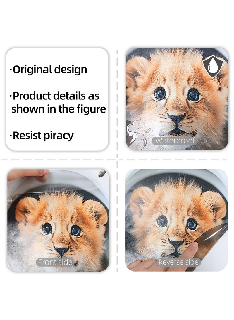Cute Lion Cub Toilet Sticker – 3D Realistic Removable Bathroom Decal | Waterproof, Easy to Apply & Peel | 30cm / 11.81inch Animal Wall Art for Toilet Lid or Seat - Image 3