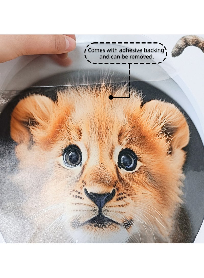 Cute Lion Cub Toilet Sticker – 3D Realistic Removable Bathroom Decal | Waterproof, Easy to Apply & Peel | 30cm / 11.81inch Animal Wall Art for Toilet Lid or Seat - Image 4
