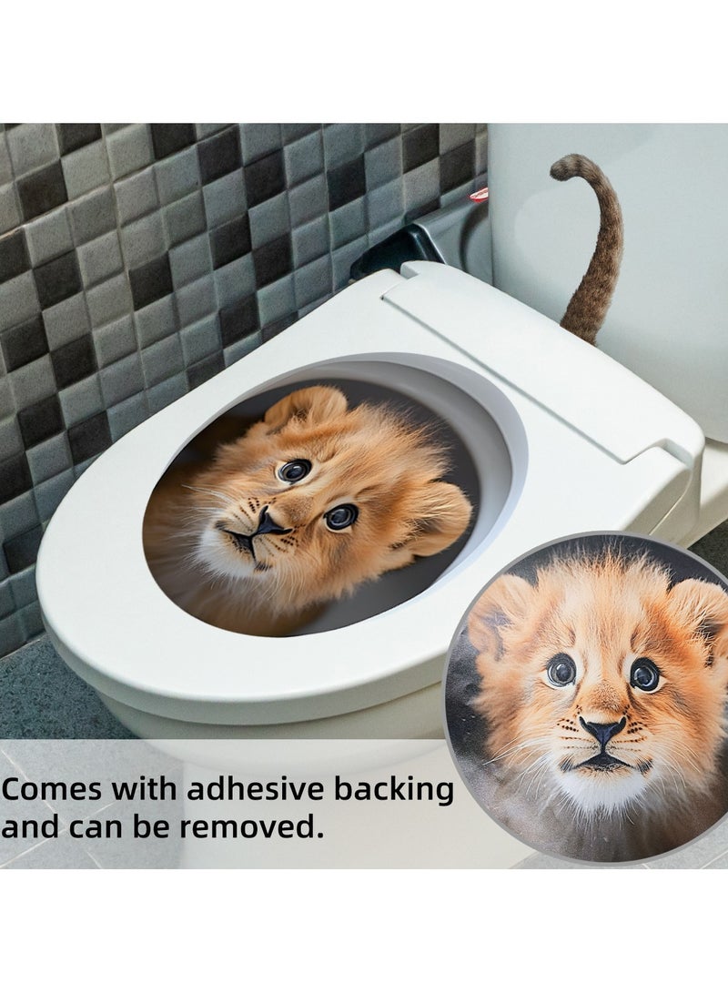 Cute Lion Cub Toilet Sticker – 3D Realistic Removable Bathroom Decal | Waterproof, Easy to Apply & Peel | 30cm / 11.81inch Animal Wall Art for Toilet Lid or Seat - Image 2