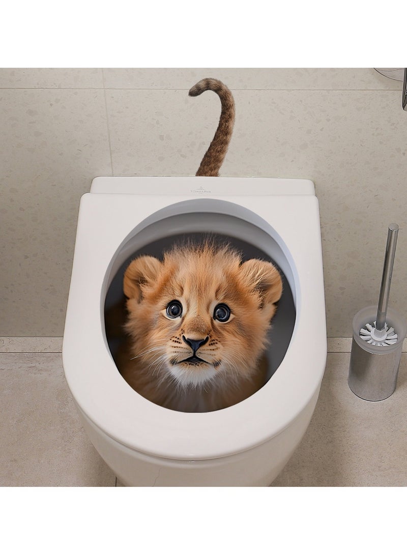 Cute Lion Cub Toilet Sticker – 3D Realistic Removable Bathroom Decal | Waterproof, Easy to Apply & Peel | 30cm / 11.81inch Animal Wall Art for Toilet Lid or Seat - Image 5