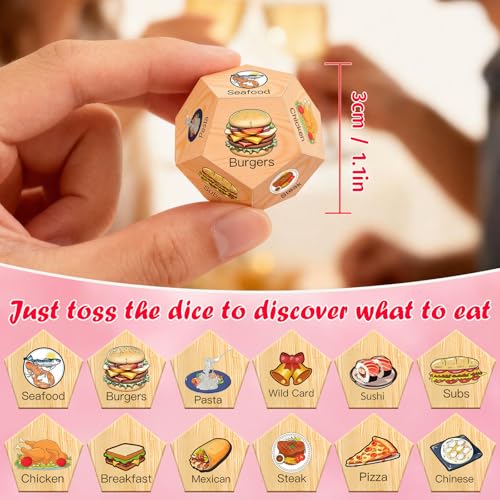 oyeftp Valentines Day Gifts for Him Her Stocking Stuffers for Men Women Adults ColourPrinted Culinary Illustrations Food Decision Dice Anniversary Birthday Gifts for Men Women Date Night Food Dice - Image 5