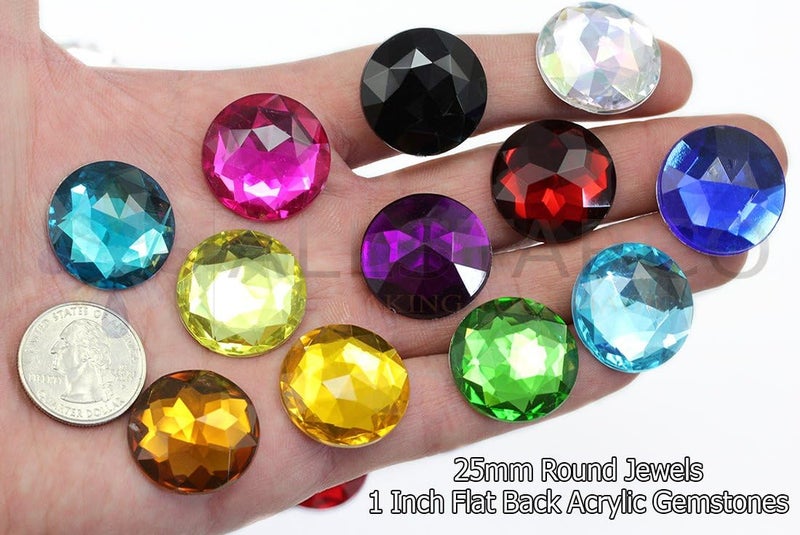 Allstarco 25mm Blue Sapphire Lite H118 Flat Back Round Acrylic Rhinestones Plastic Circle Gems for Costume Making Cosplay Jewels Pro Grade Embelishments - 20 Pieces (Sapphire Lite) - Image 4