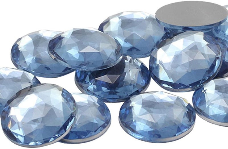 Allstarco 25mm Blue Sapphire Lite H118 Flat Back Round Acrylic Rhinestones Plastic Circle Gems for Costume Making Cosplay Jewels Pro Grade Embelishments - 20 Pieces (Sapphire Lite) - Image 1