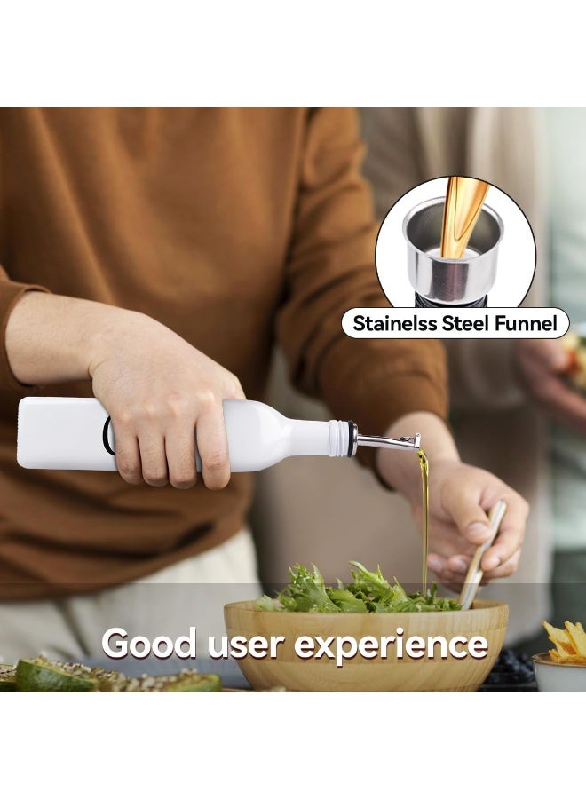 2 Pack Oil and Vinegar Dispenser Set, White Olive Oil Dispenser Bottle and Black Vinegar Bottle with Stainless Steel Pouring Spout,  Vintage Glass Cruet Set for Farmhouse Kitchen (Oil and Vinegar) - Image 3