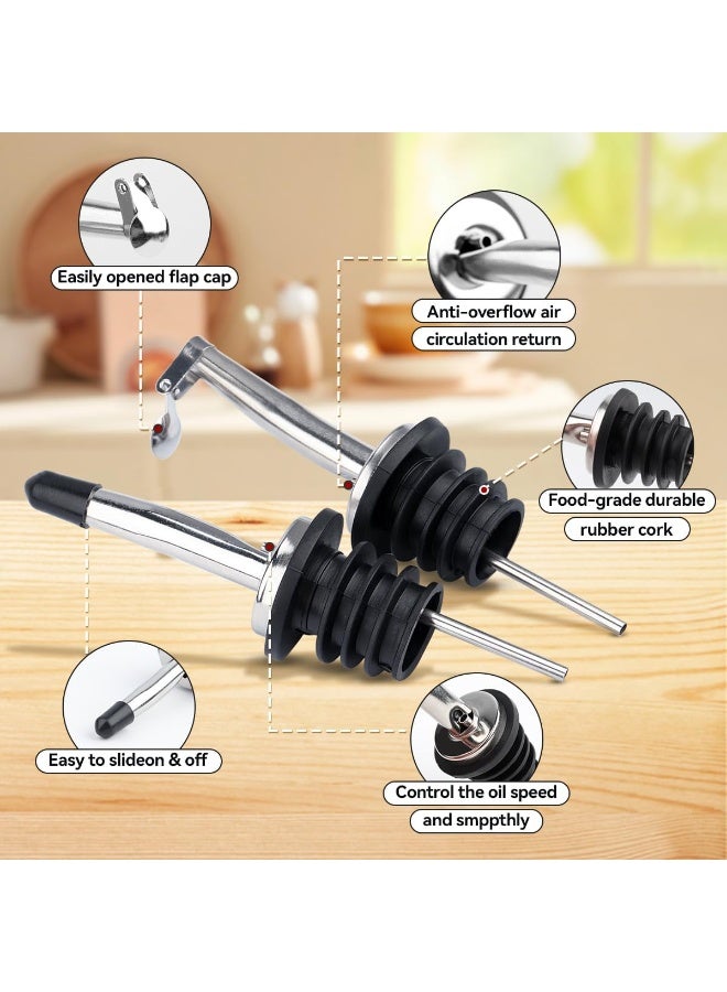 2 Pack Oil and Vinegar Dispenser Set, White Olive Oil Dispenser Bottle and Black Vinegar Bottle with Stainless Steel Pouring Spout,  Vintage Glass Cruet Set for Farmhouse Kitchen (Oil and Vinegar) - Image 5