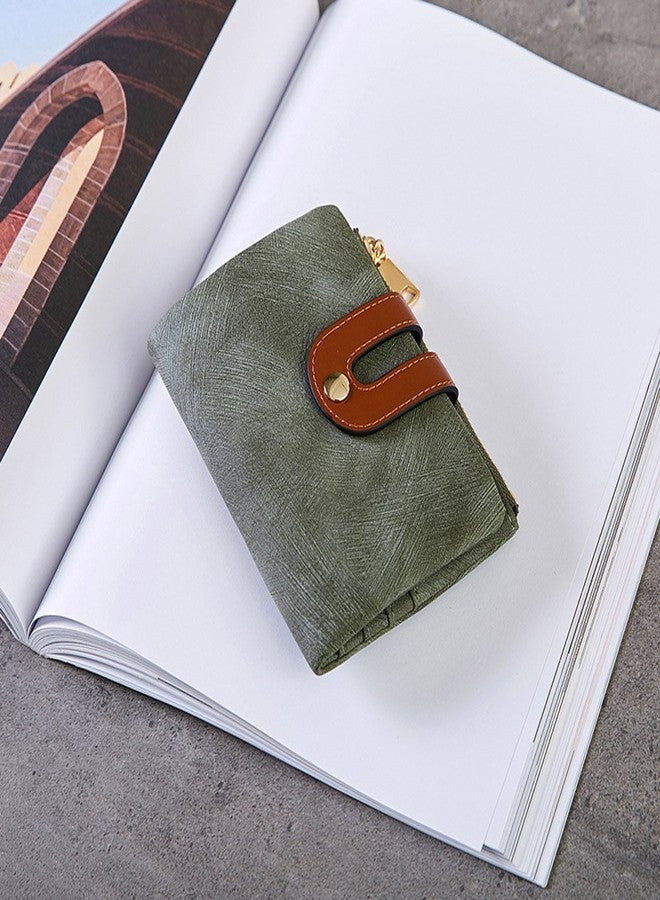 AOXONEL Women's Rfid Small Bifold Leather Wallet Ladies Mini Zipper Coin Purse id card Pocket,Slim Compact Thin (Green) - Image 4