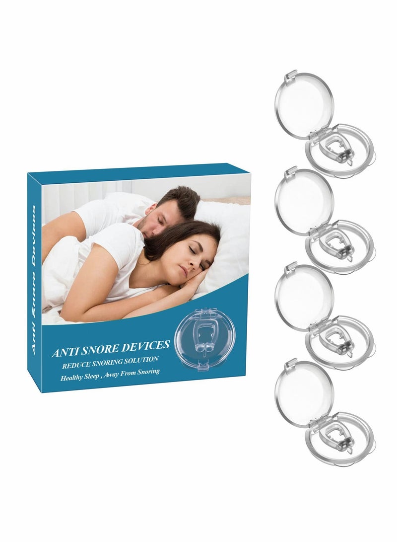 KASTWAVE 4 pcs Anti Snore Devices Silicone Snoring Nose Clip Relief Stop Stopper Mute Aids for Men or Women Magnetic Nasal Dilator Ease Breathing Comfortable Sleeping - Image 1