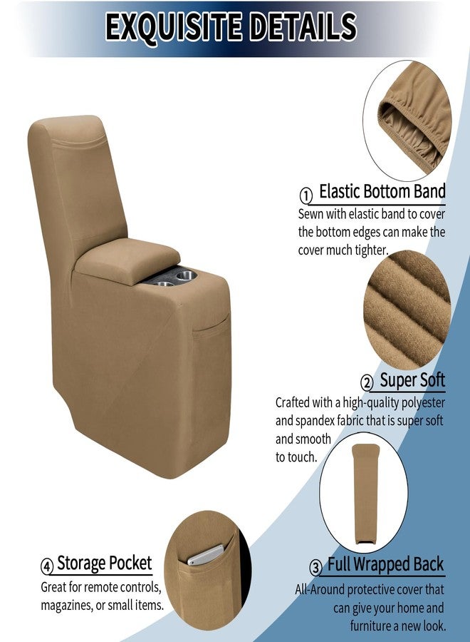 PureFit Recliner Console Cover for Reclining Couch Covers, Super Stretch Middle Console Slipcovers for Recliner Sofa Cover, Furniture Protector for Kids Pets with Pockets&Elastic Bottom, Camel - Image 5