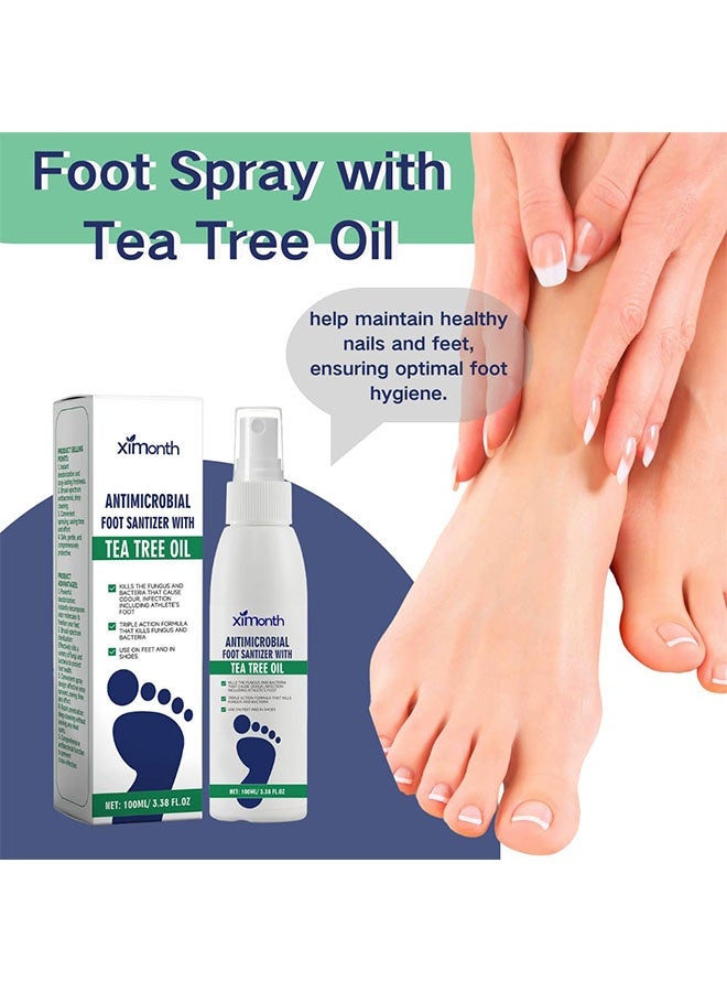 ximonth Antimicrobial Foot Santizer With Tea Tree Oil，Foot Spray with Tea Tree Oil,Tea Tree Oil Feet Spray,Foot & Shoe Freshness,Quick-Drying and Travel-Friendly 100ml - Image 2