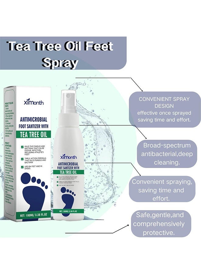 ximonth Antimicrobial Foot Santizer With Tea Tree Oil，Foot Spray with Tea Tree Oil,Tea Tree Oil Feet Spray,Foot & Shoe Freshness,Quick-Drying and Travel-Friendly 100ml - Image 3