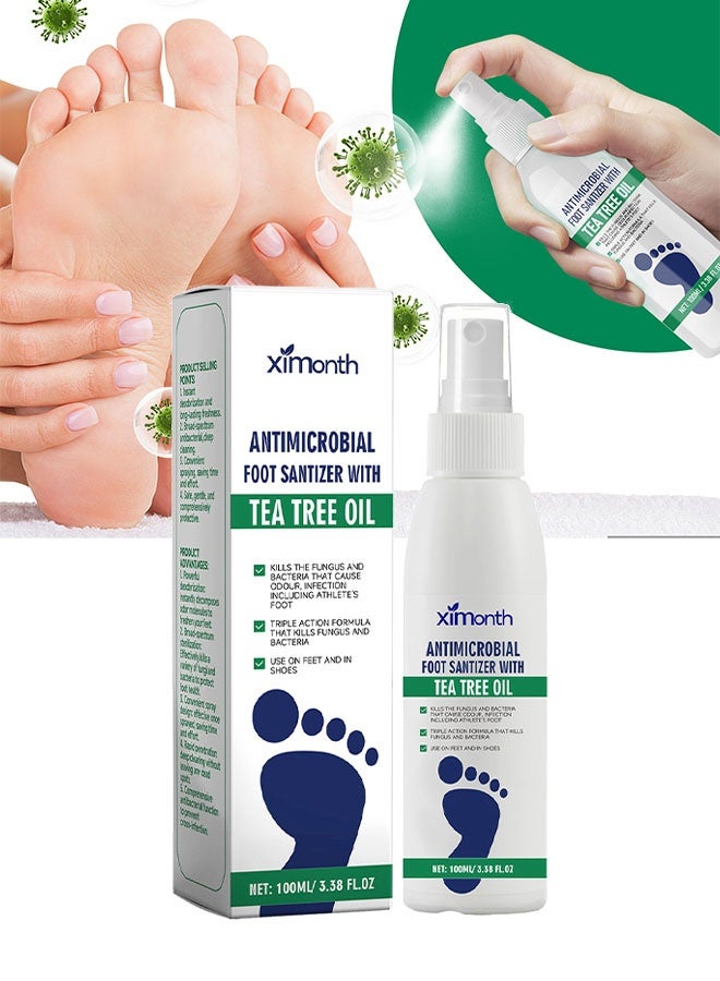 ximonth Antimicrobial Foot Santizer With Tea Tree Oil，Foot Spray with Tea Tree Oil,Tea Tree Oil Feet Spray,Foot & Shoe Freshness,Quick-Drying and Travel-Friendly 100ml - Image 1