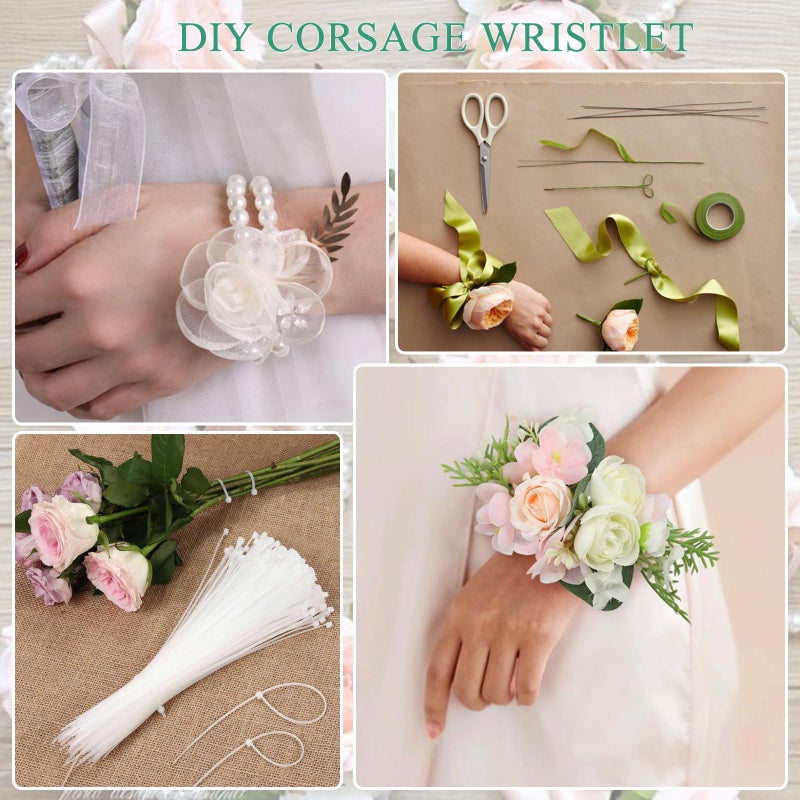 Wullina Floral Tape and Boutonniere Kit with Green Floral Tape, Floral Wire, Boutonniere Flower pin, Wire Cutter and Elastic Pearl Wrist Corsage Bands for Bouquet Supplies - Image 2