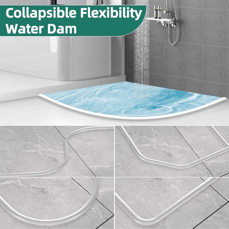 Vannesse Shower Threshold Water Dam Shower Water Guard - 78 Inch Flexible Collapsible Waterproof Adjustable Bathroom Seal Strip, Self-Adhesive Shower Door Bottom Guard for Bathtub, Tile & Floor - Image 4