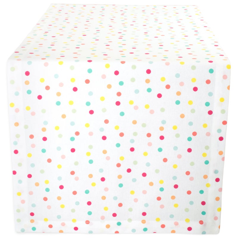 DII Polka Dot Party Print Tabletop Collection Reusable  Machine Washable Table Runner 14x72 Multicolor Confetti Dots