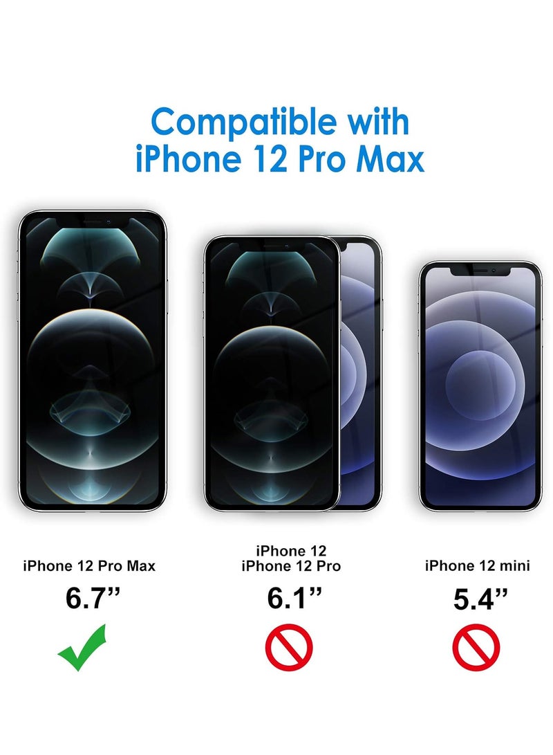 بورتوني غطاء حماية كامل الجسم لهاتف iPhone 12 Pro Max مع دعم مغناطيسي للشحن اللاسلكي مع غطاء حماية لعدسة الكاميرا لهاتف iPhone 12 Pro Max - Image 2