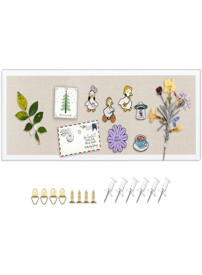 TORASO لوحة إعلانات من الكتان، لوحة دبابيس كبيرة مقاس 11.8 بوصة × 35.4 بوصة، لوحة فلين للجدران، لوحة إعلانات قماشية للمكتب والمنزل والمطبخ، لوحة رؤية - Image 1