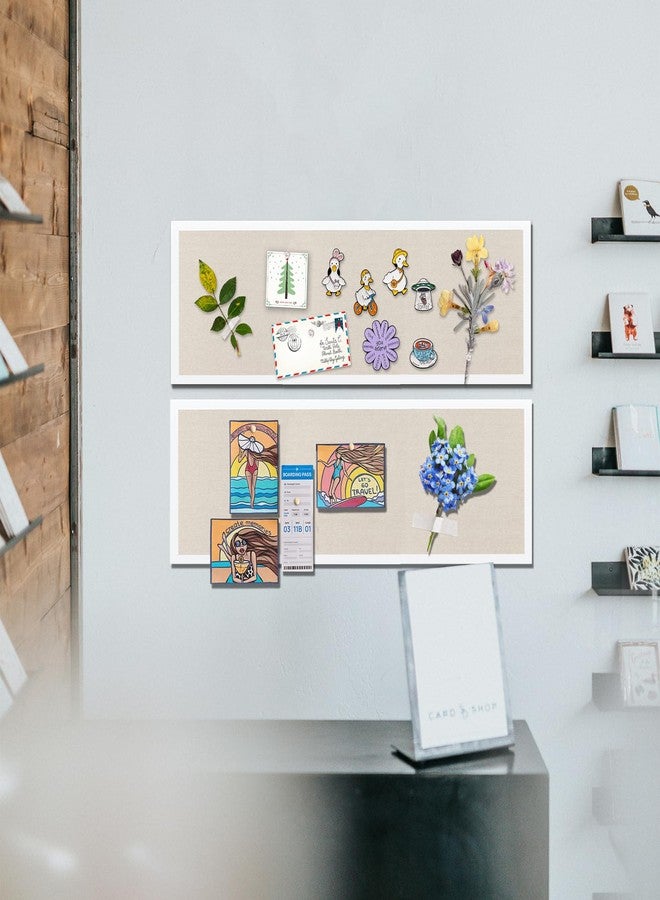 TORASO لوحة إعلانات من الكتان، لوحة دبابيس كبيرة مقاس 11.8 بوصة × 35.4 بوصة، لوحة فلين للجدران، لوحة إعلانات قماشية للمكتب والمنزل والمطبخ، لوحة رؤية - Image 5