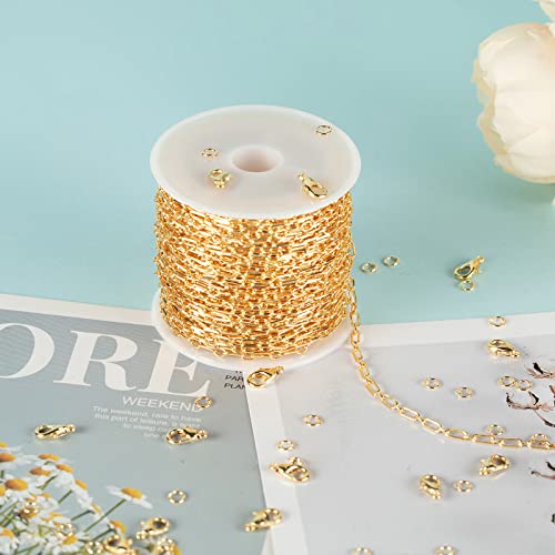 YOUBEIYEE 32.8 Feet 18K Gold Plated Jewelry Chain Paperclip Necklace Chains Bulk for Women Bracelet DIY Craft Chain Roll Jewelry Supplies Findings - Image 4