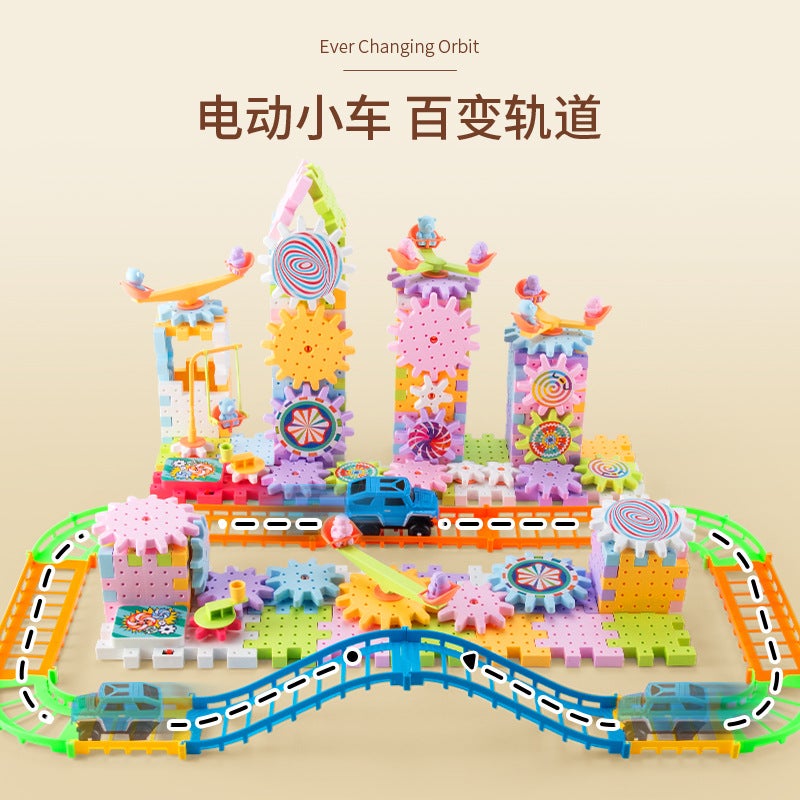 Variety Electric Building Blocks Paradise Gear Rotating Toy Splicing Large Particle Puzzle Suit Men And Women 3-6 Years Old Assembling - Image 2