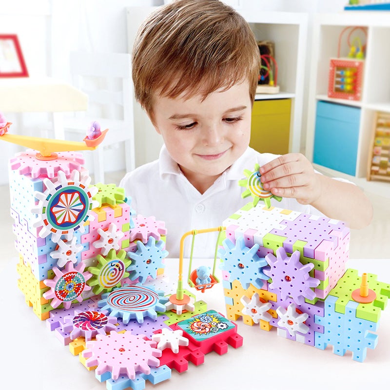 Variety Electric Building Blocks Paradise Gear Rotating Toy Splicing Large Particle Puzzle Suit Men And Women 3-6 Years Old Assembling - Image 4