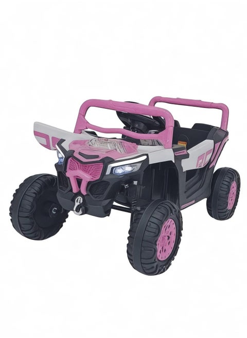 Electric car for children with two motors and 12V battery with openable doors, lights, rocking mode, music, remote control for a fun and safe driving experience