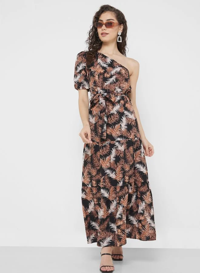 Urban Minx Urban Minx One Shoulder Printed Dress