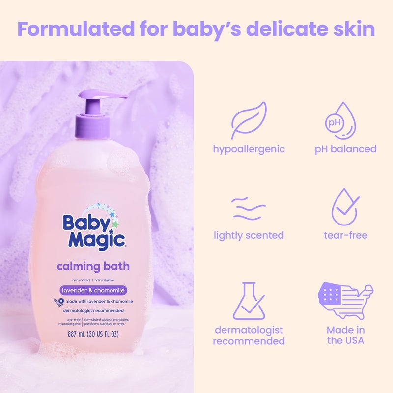 Baby Magic Calming Baby Bath, Made with Real, (705554) Lavender & Chamomile 30 Fl Oz - Image 3
