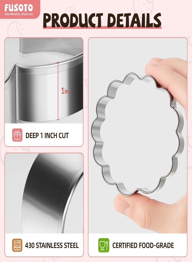 FUSOTO Round Cookie Cutter Set - 6 Piece Circle Shaped Geometric Circle Cookie Cutter for Kitchen Baking, Stainless Steel, (1.5", 2", 2.5", 3", 3.5", 4"), Round - Image 5