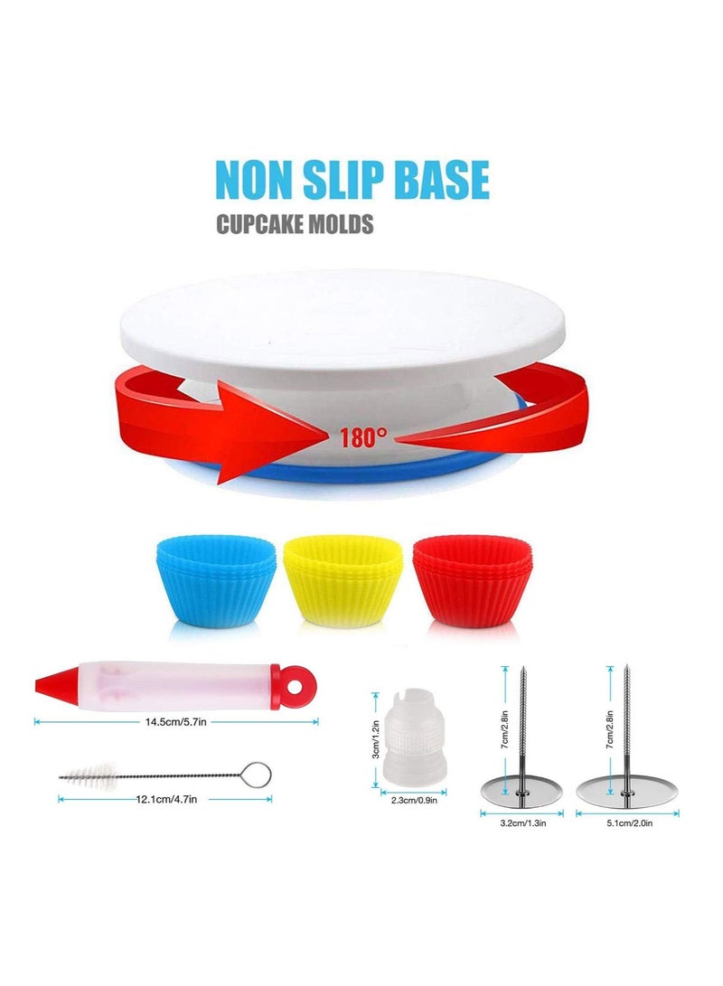 بريميفي طقم تزيين الكيك 107 قطعة مع قرص دوار للكيك مقاس 11 بوصة - Image 4