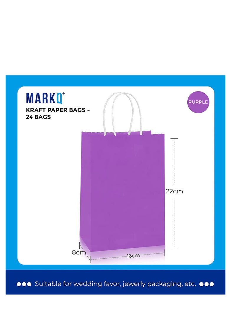 MARKQ [عبوة من 24] حقيبة ورقية كرافت (بنفسجي، 22 × 16 × 8 سم) - Image 2