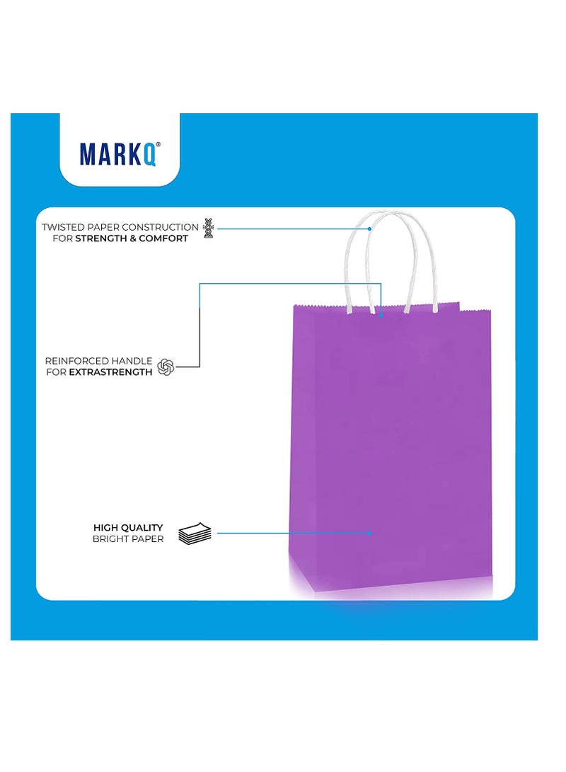 MARKQ [عبوة من 24] حقيبة ورقية كرافت (بنفسجي، 22 × 16 × 8 سم) - Image 3