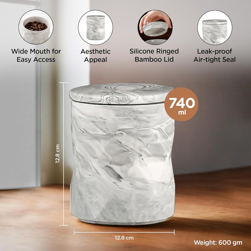 UMAI Ceramic Jars For Kitchen Storage With Ceramic Lids | Pack of 3-740ml Each | Airtight Kitchen Containers Set | Kitchen Accessories Items | Multipurpose Jars For Pickles Nuts Dry Fruits | Grey - Image 4