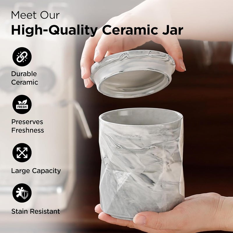 UMAI Ceramic Jars For Kitchen Storage With Ceramic Lids | Pack of 3-740ml Each | Airtight Kitchen Containers Set | Kitchen Accessories Items | Multipurpose Jars For Pickles Nuts Dry Fruits | Grey - Image 3