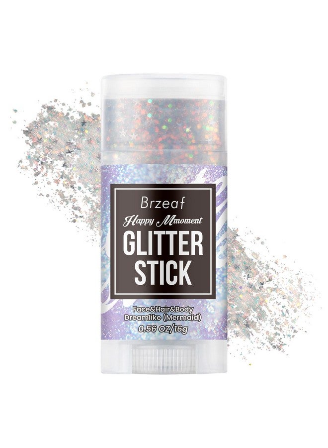 Brzeaf Waterproof Mermaid Glitter Stick, Shimmery& Long Lasting, Hair Eyeshadow Face Body Glitter, Singer Concert Music Rave Festival, Glitter Stick Makeup & Face Glitter Gel for Women Men 0.56 Oz - Image 1