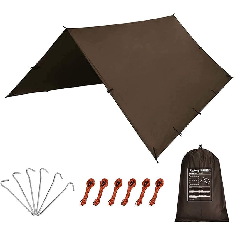 KALINCO Waterproof Camping Tarp Tent Hammock Rain Fly 10X10FT10X15FT Mutifunctional Tent Footprint Lightweight Tarp for Camping Hiking and Survival Shelter