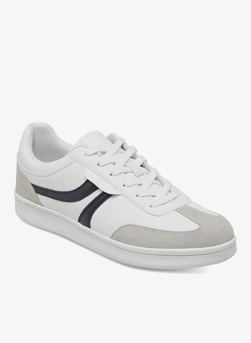 Men's Panelled Sneakers with Lace-Up Closure