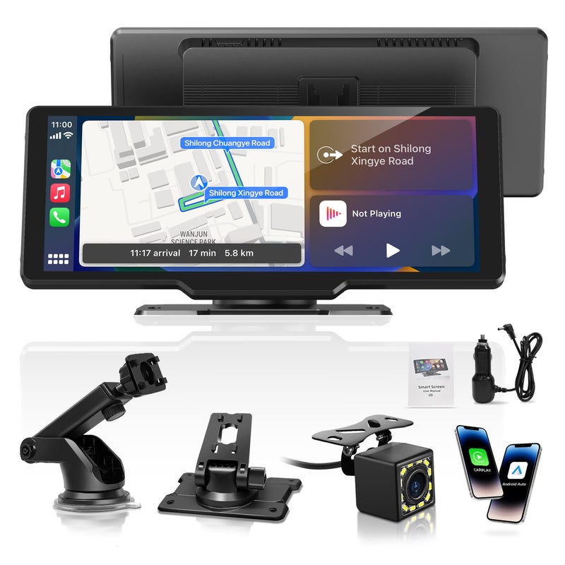 Carpeer Portable Carplay Screen for Car, 10.26" Wireless Carplay Car Stereo & Android Auto Car Play Touchscreen with 1080P Backup Camera,GPS Navigation,Voice Control,5.0 Bluetooth (10.26inch) - Image 1