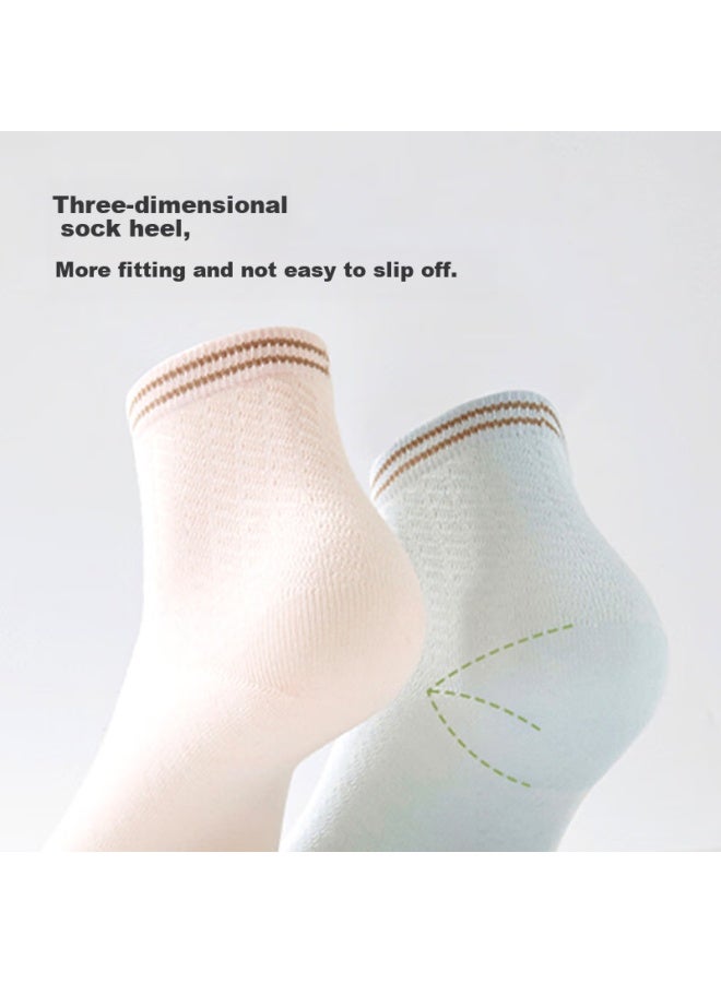 Your Sun Yiershuang [10a Antibacterial] Women's Socks, Summer Thin Mesh, 100% Pure Cotton, Breathable, Odor-resistant, Sweat-absorbing, Mid-calf Socks - Image 5