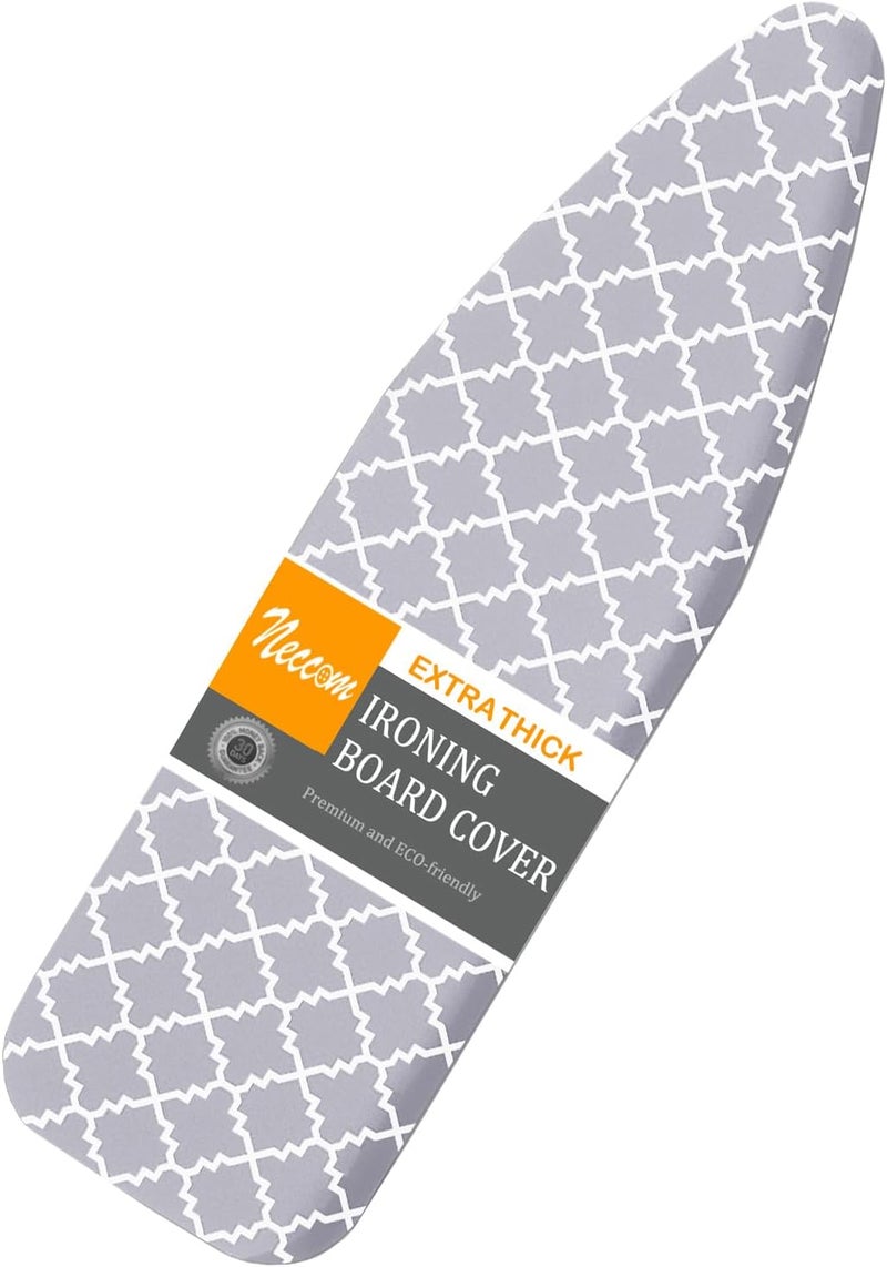Neccom Ironing Board Cover and Pad Standard Size 15"x54", Resists Scorching and Staining with Elastic Edge Heavy Duty Extra Thick Ironing Padding Cotton Ironing Board Covers - Image 1