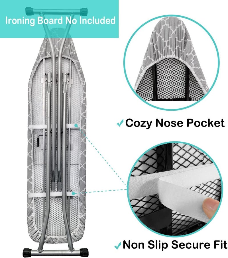 Neccom Ironing Board Cover and Pad Standard Size 15"x54", Resists Scorching and Staining with Elastic Edge Heavy Duty Extra Thick Ironing Padding Cotton Ironing Board Covers - Image 4