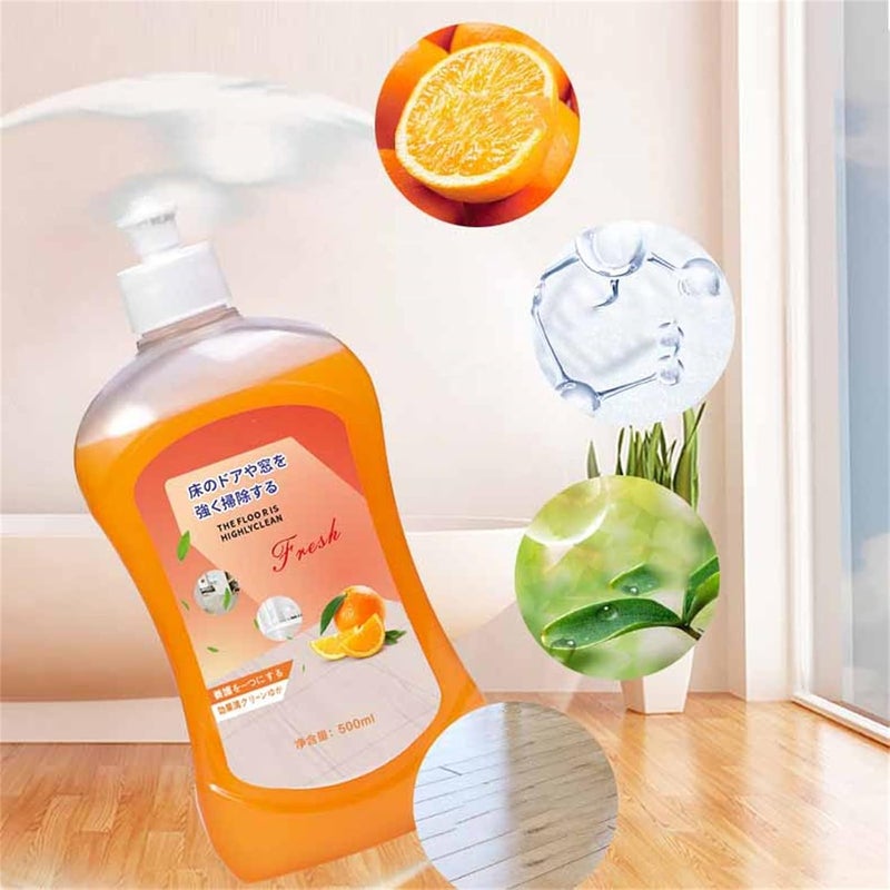 comfrt VML Floor Cleaner, Xiedasi Floor Cleaner, Great Floor Cleaner, Fourpeopeo Cleaner, 500ml Powerful Decontamination Floor Cleaner, Orange Floor Cleaner, for Wood Floors, Tile Floors - Image 3