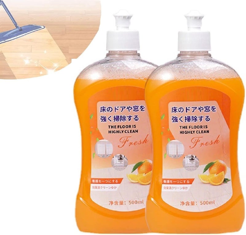 comfrt VML Floor Cleaner, Xiedasi Floor Cleaner, Great Floor Cleaner, Fourpeopeo Cleaner, 500ml Powerful Decontamination Floor Cleaner, Orange Floor Cleaner, for Wood Floors, Tile Floors - Image 1