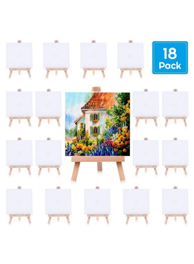 cridoz Mini Canvases 18 Pack Cridoz Small Painting Canvas With Mini Easel 4X4 Inches Art Canvases Painting Kit For Kids Teenagers Acrylic Pouring Oil Water Color - Image 1