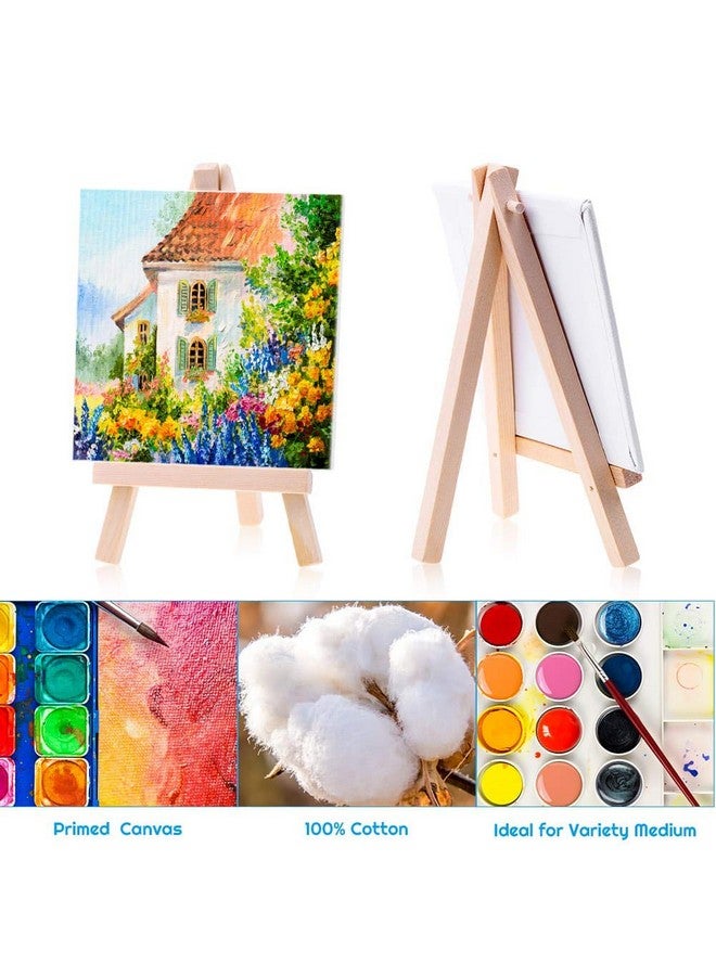 cridoz Mini Canvases 18 Pack Cridoz Small Painting Canvas With Mini Easel 4X4 Inches Art Canvases Painting Kit For Kids Teenagers Acrylic Pouring Oil Water Color - Image 3